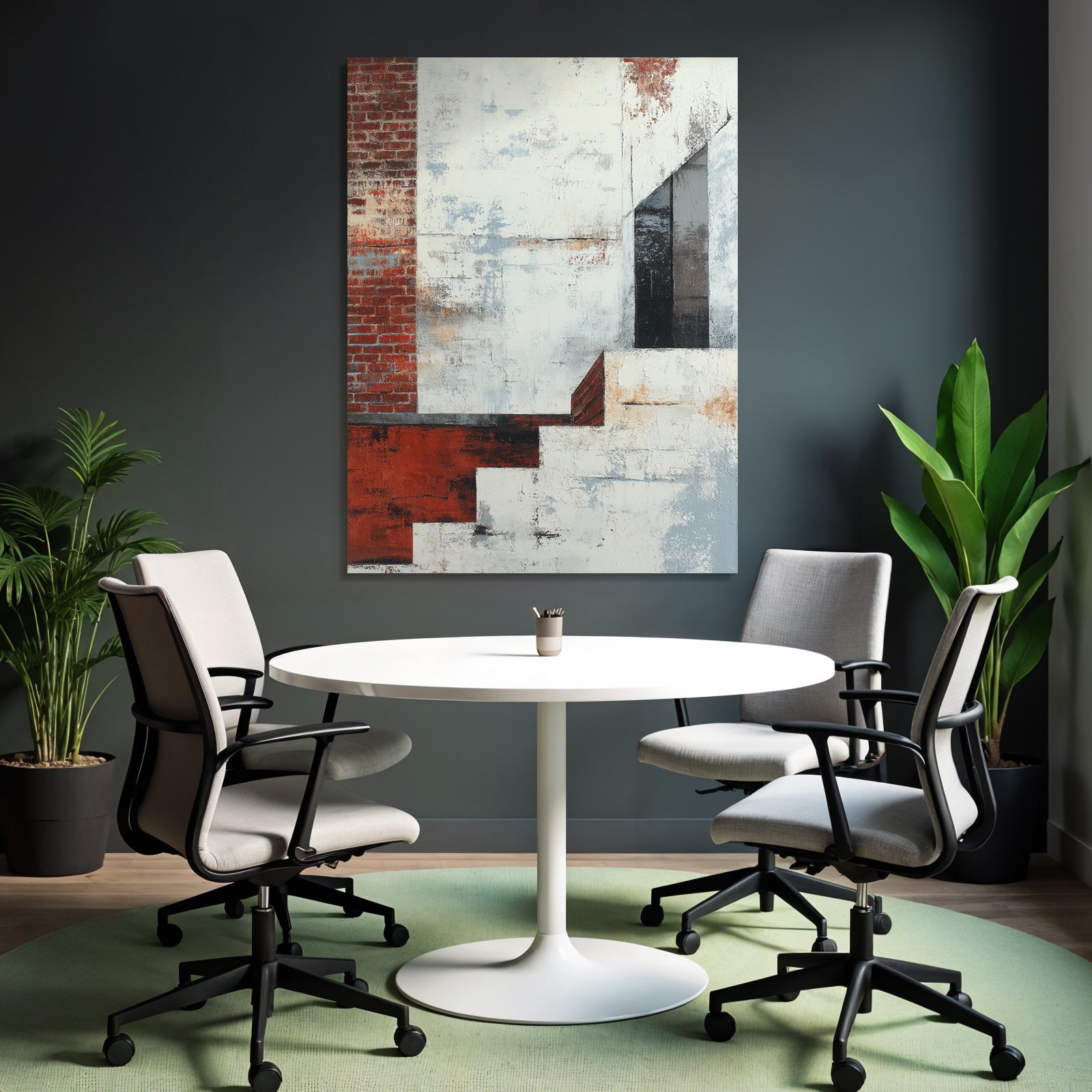 Abstraktes Kunstwerk Ziegel Und Grau