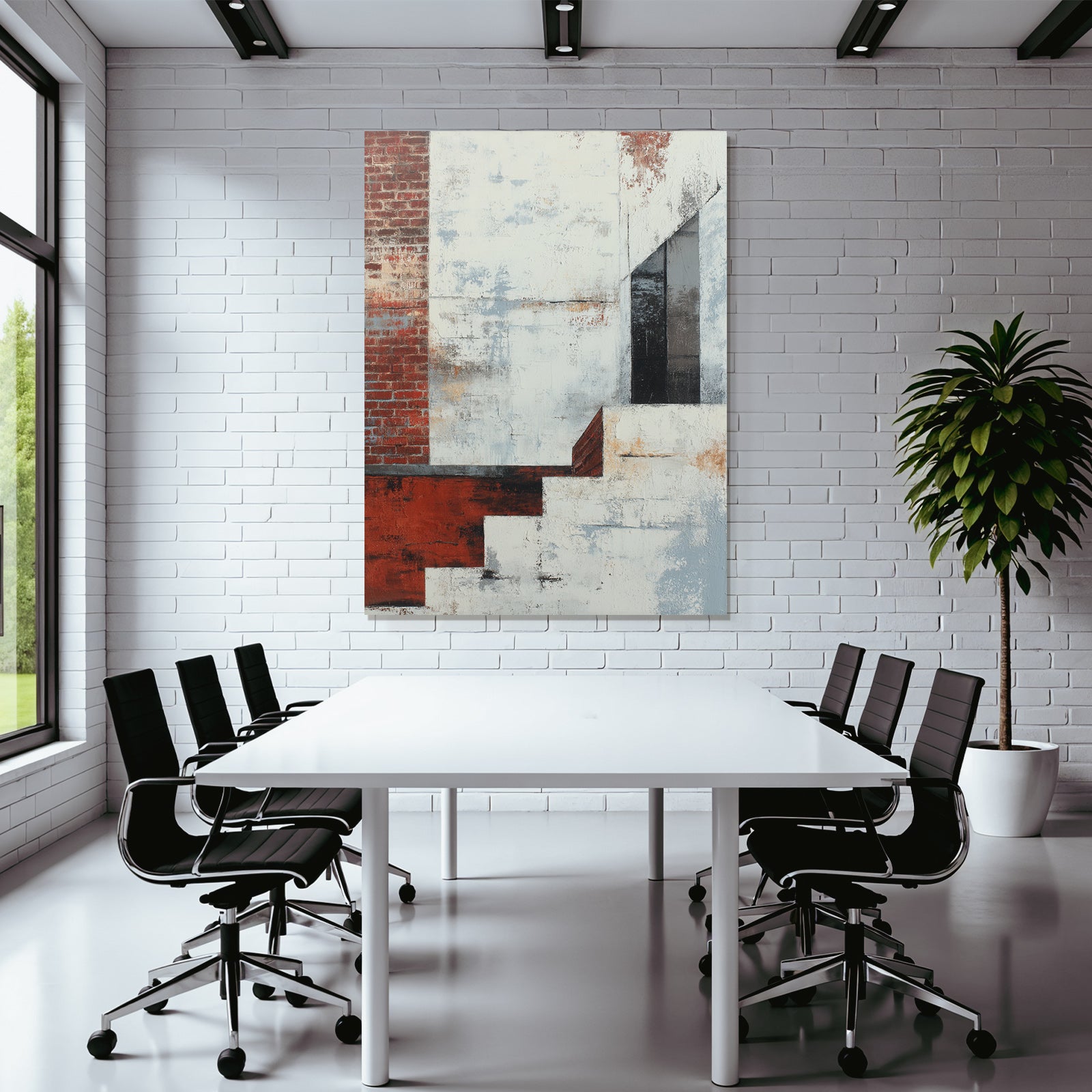 Abstraktes Kunstwerk Ziegel Und Grau