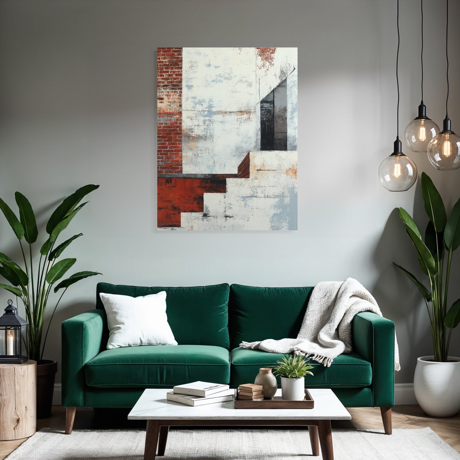 Abstraktes Kunstwerk Ziegel Und Grau