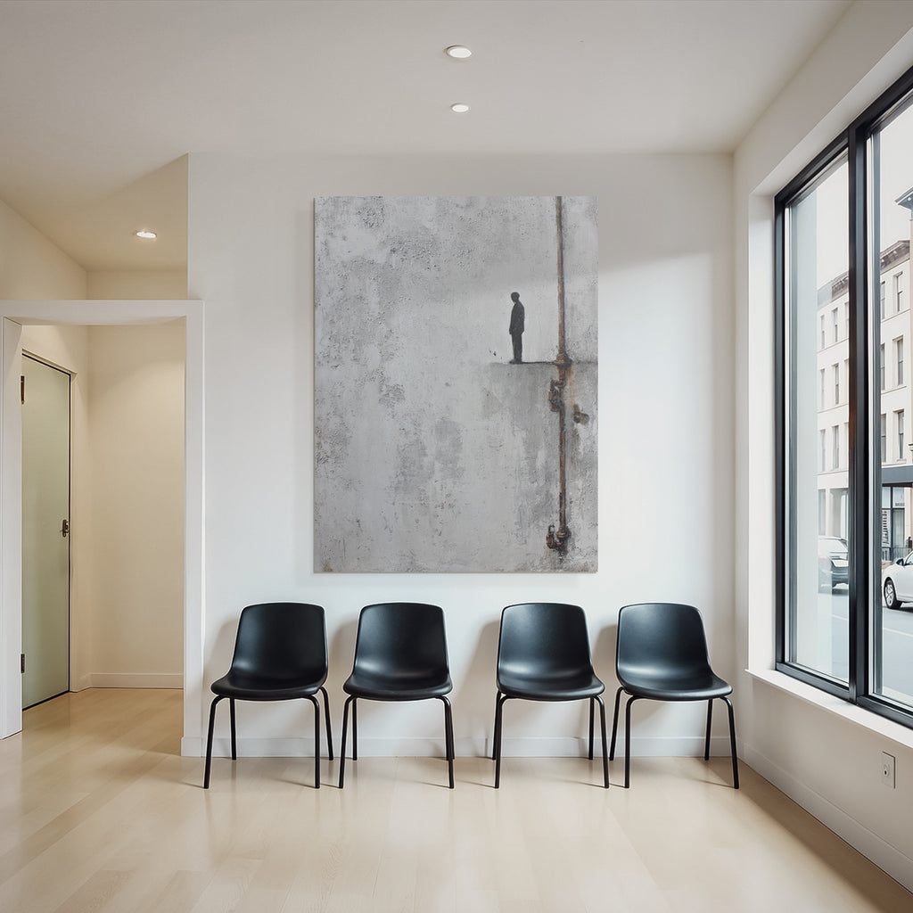 Einsame Figur Vor Wand Ohr Gestochen