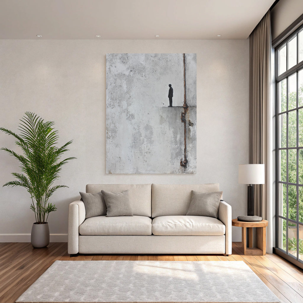 Einsame Figur Vor Wand Ohr Gestochen