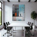 Einsame Figur Wand Orange Zeichnung