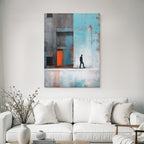 Einsame Figur Wand Orange Zeichnung