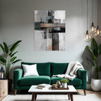 Geometrische Abstrakte Kunst Grau Schwarz Rost Blau
