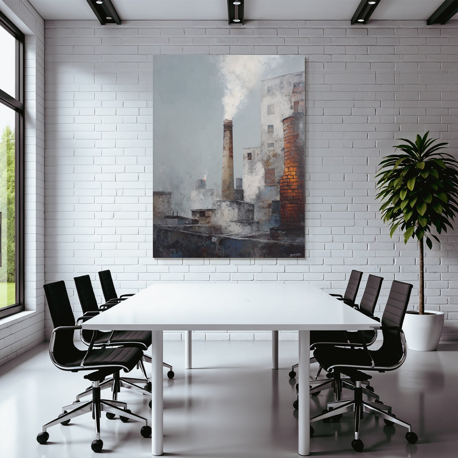 Industriege Bauede Mit Rauch Und Wolkenhimmel