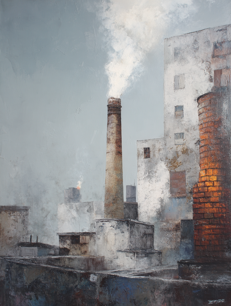  Industriege Bauede Mit Rauch Und Wolkenhimmel | Industrial | Einrichtungsstile