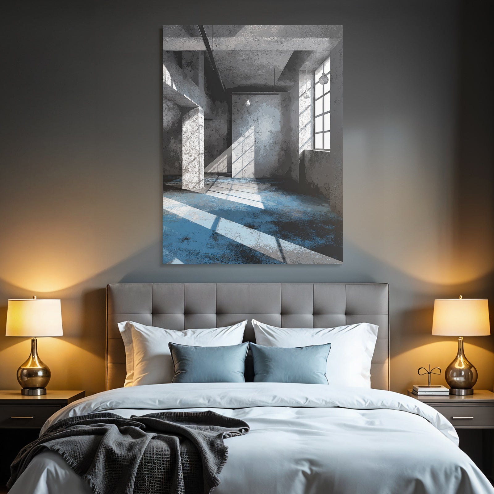 Interiorraum Mit Betonwaenden Und Blauer Beleuchtung