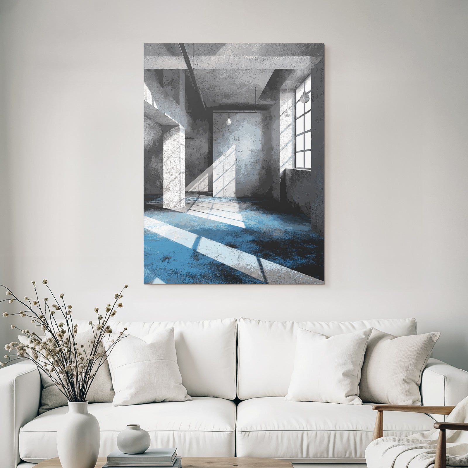 Interiorraum Mit Betonwaenden Und Blauer Beleuchtung