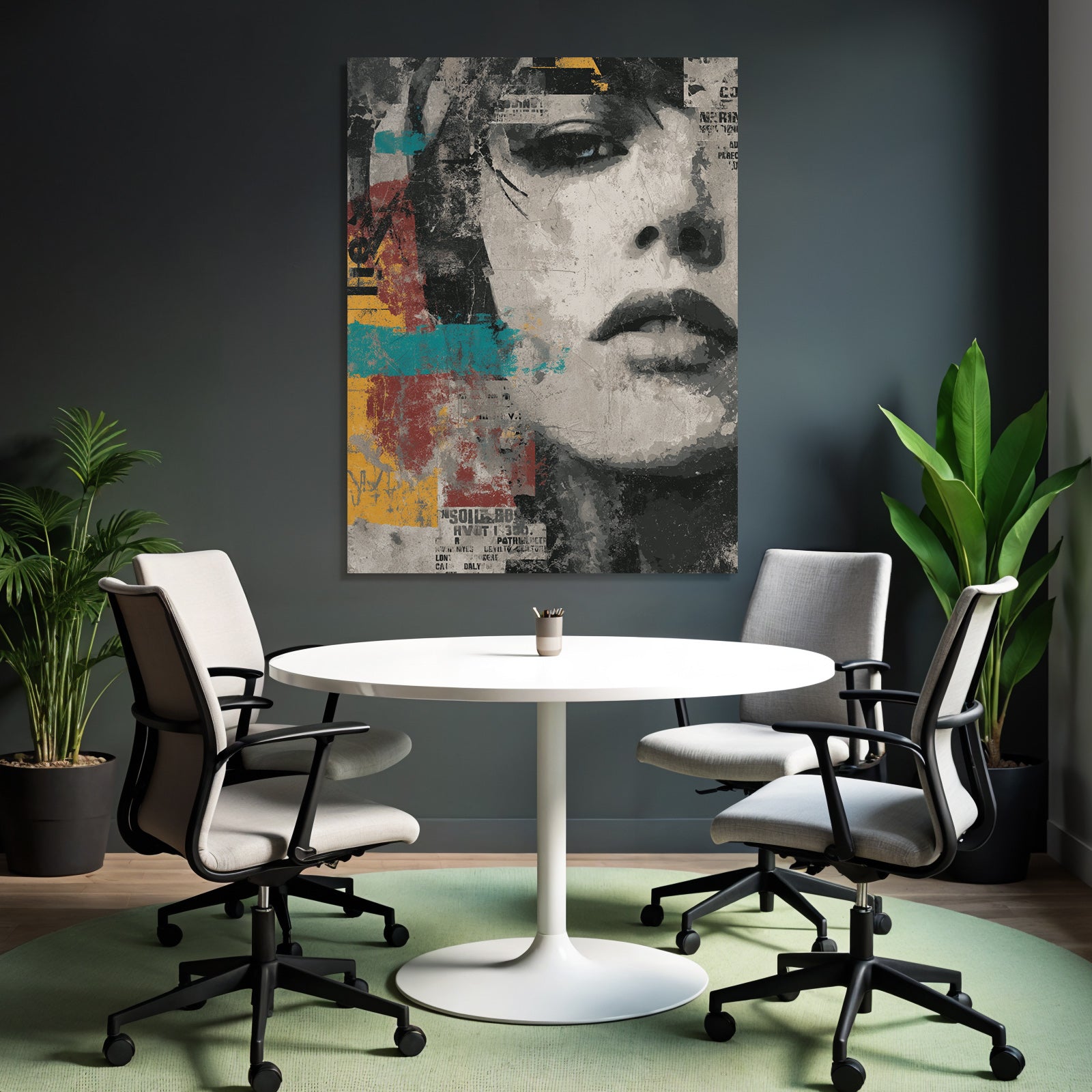 Kuenstlerische Collage Abstrakte Gesicht Texturen Splashes
