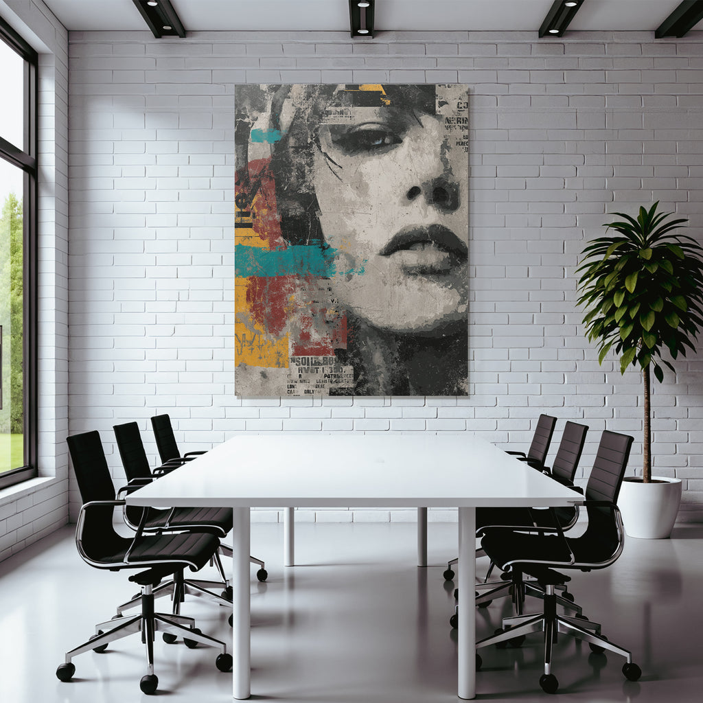 Kuenstlerische Collage Abstrakte Gesicht Texturen Splashes