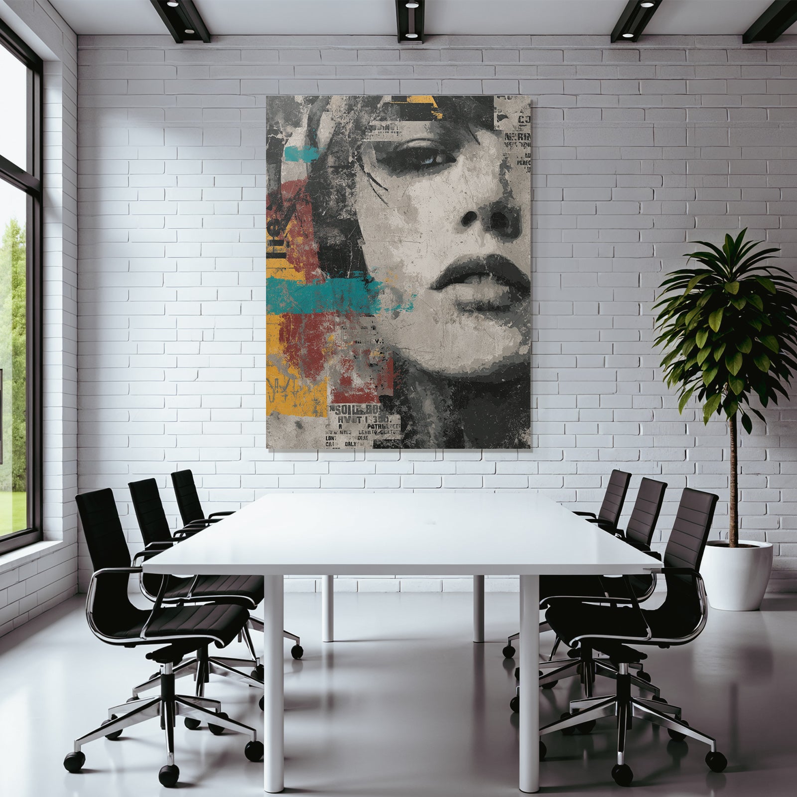 Kuenstlerische Collage Abstrakte Gesicht Texturen Splashes