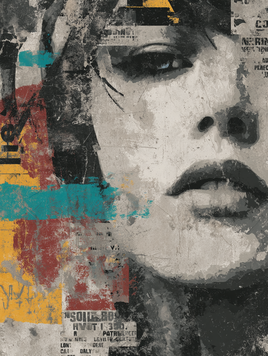  Kuenstlerische Collage Abstrakte Gesicht Texturen Splashes | Industrial | Einrichtungsstile