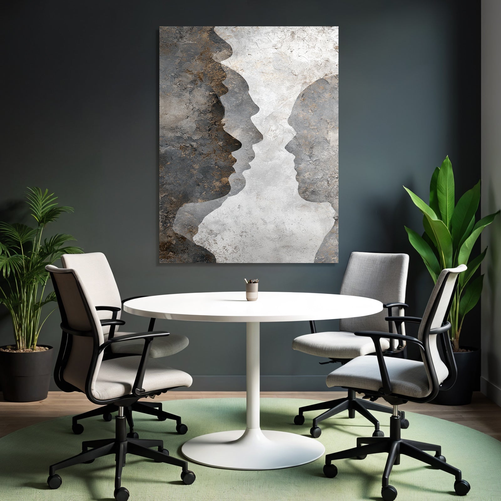 Kuenstlerische Silhouetten Menschliche Profile Texturierter Hintergrund