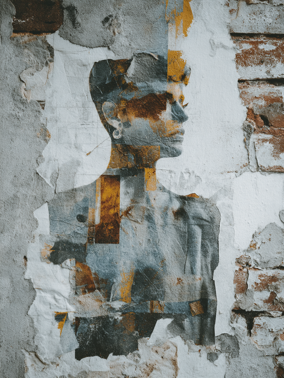  Menschliche Silhoutte Collage Auf Mauer | Industrial | Einrichtungsstile