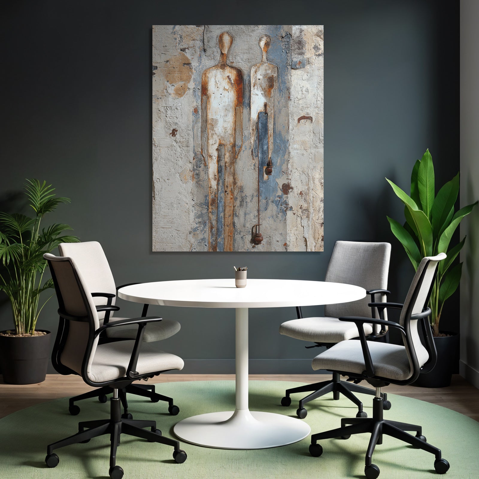 Metallfiguren Gegen Wand
