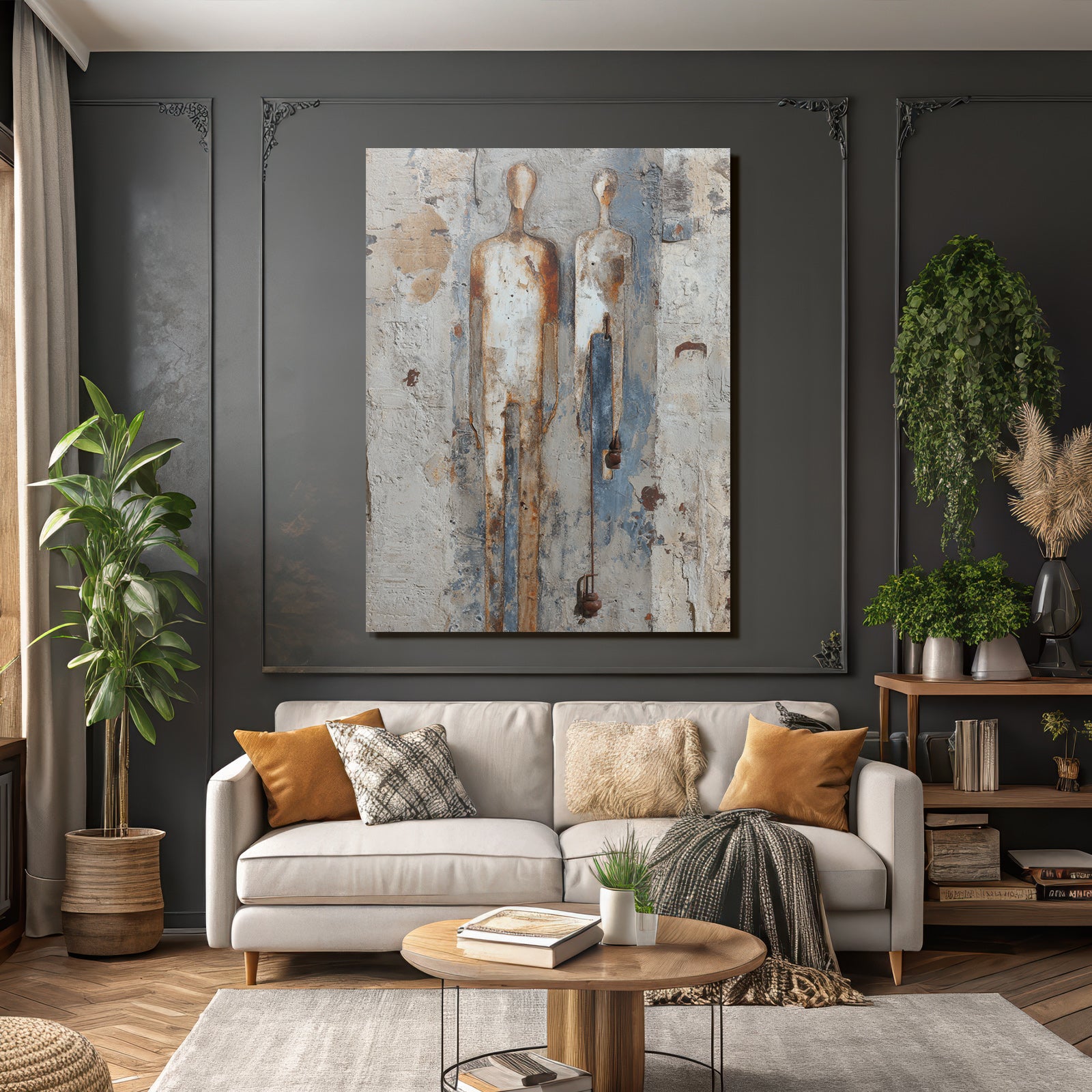 Metallfiguren Gegen Wand