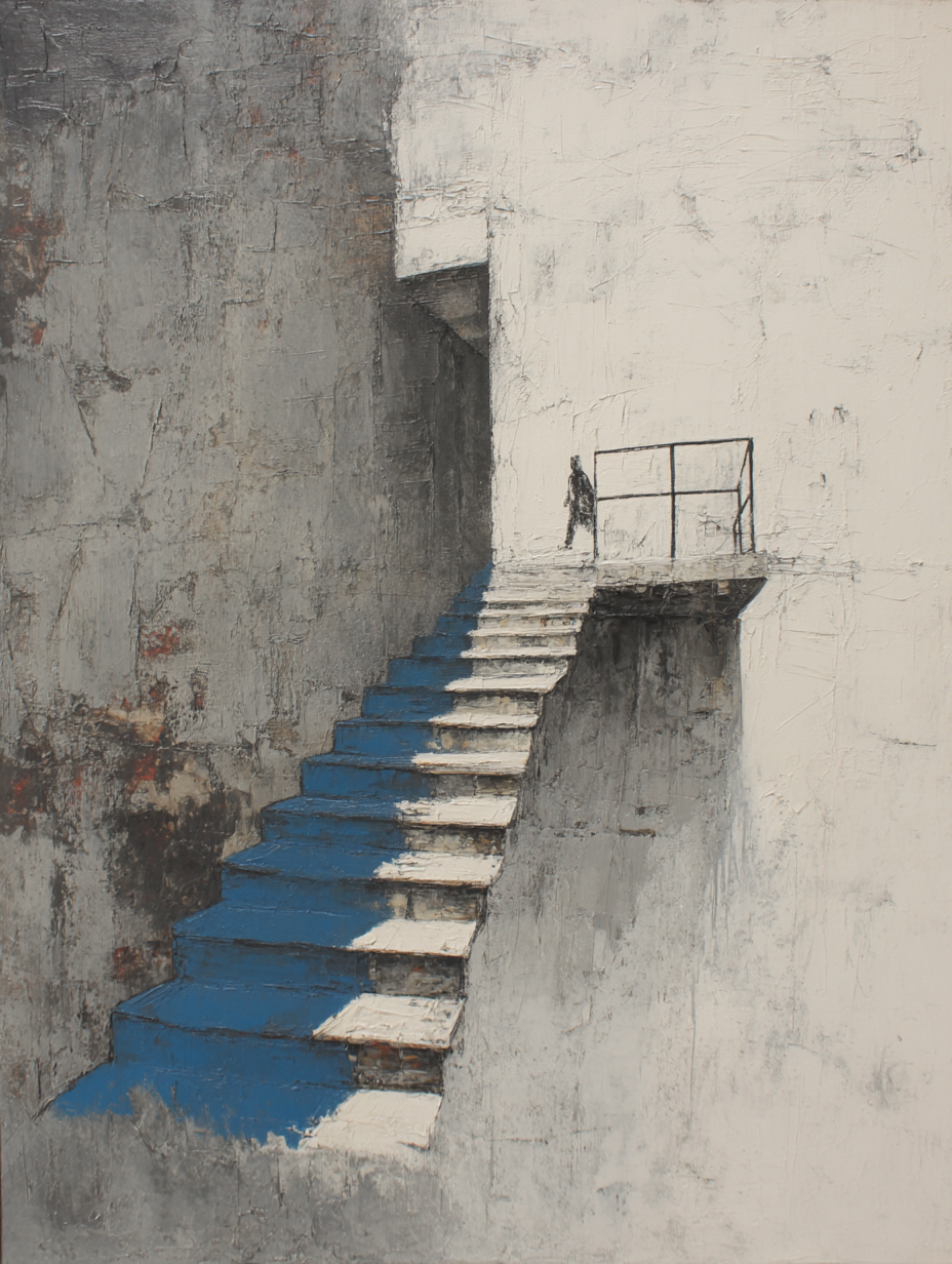  Minimalistische Architektur Treppe Figur Blau Weiss Grau | Industrial | Einrichtungsstile