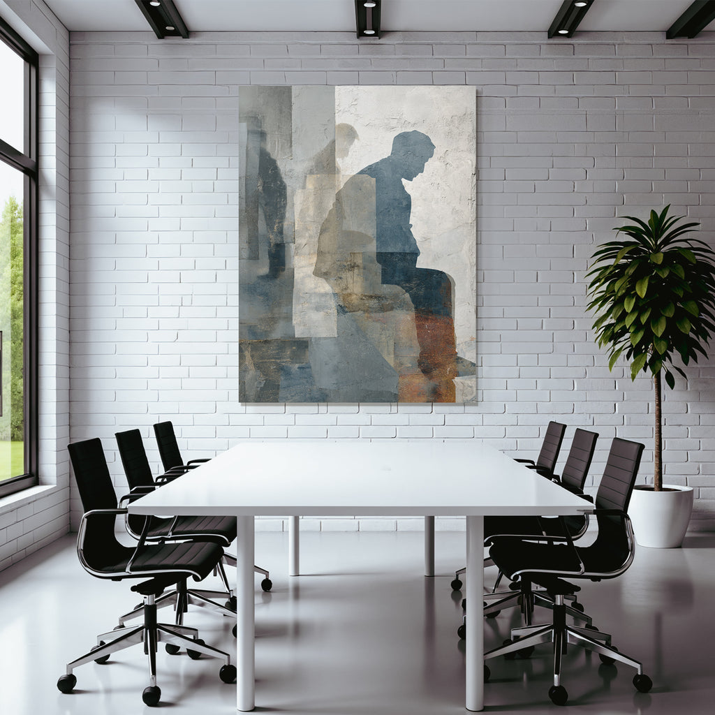 Nachdenkliche Silhouette Und Abstrakte Elemente