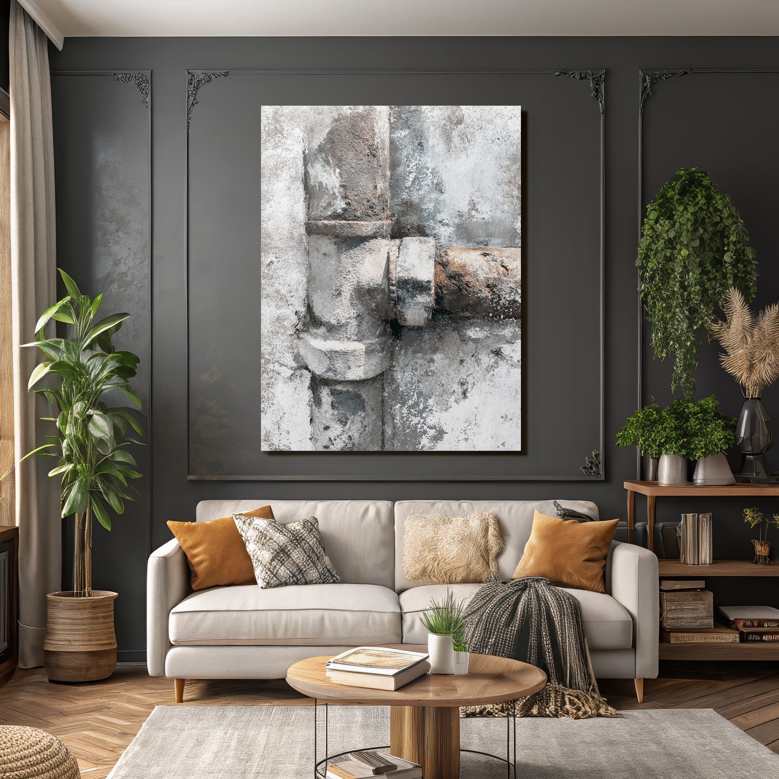 Rostiger Rohrverbinder Vor Beton Hintergrund