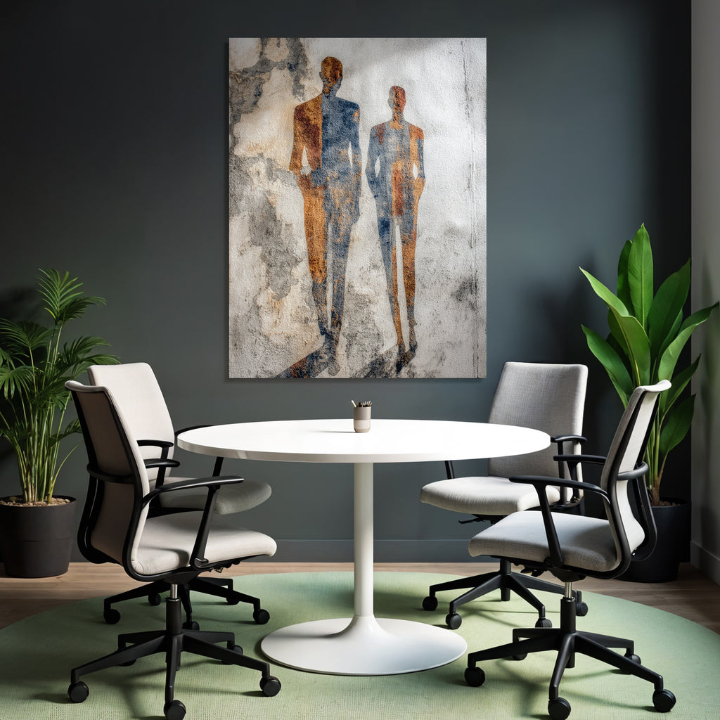 Schattenfiguren Vor Abgenutztem Hintergrund