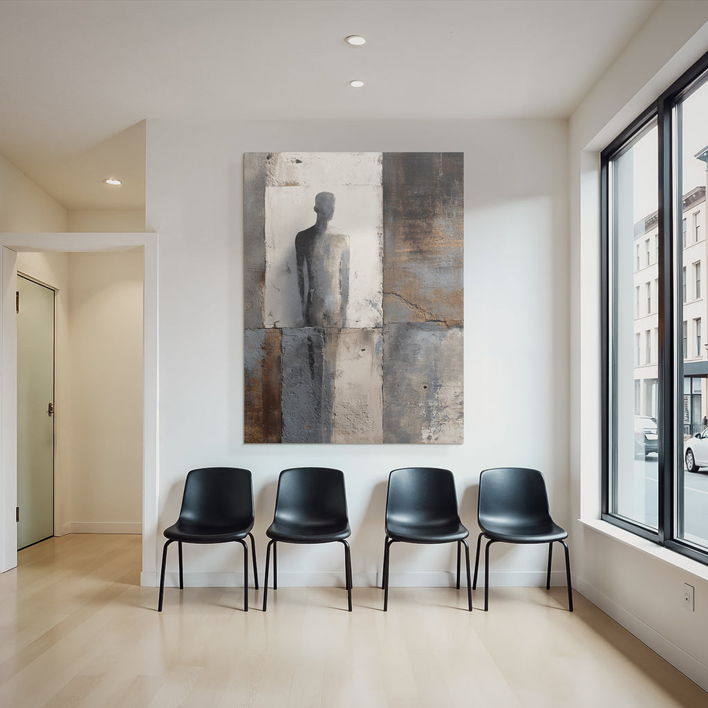 Silhouette Auf Wand Mit Farben Und Strukturen