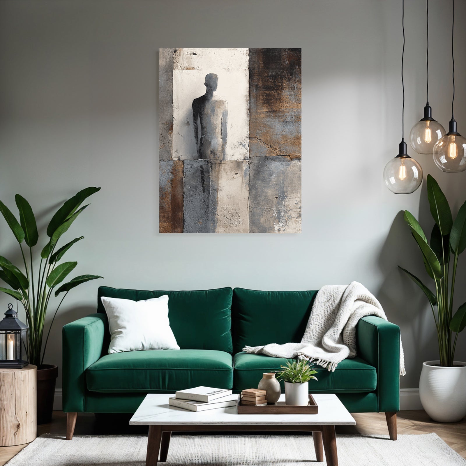 Silhouette Auf Wand Mit Farben Und Strukturen