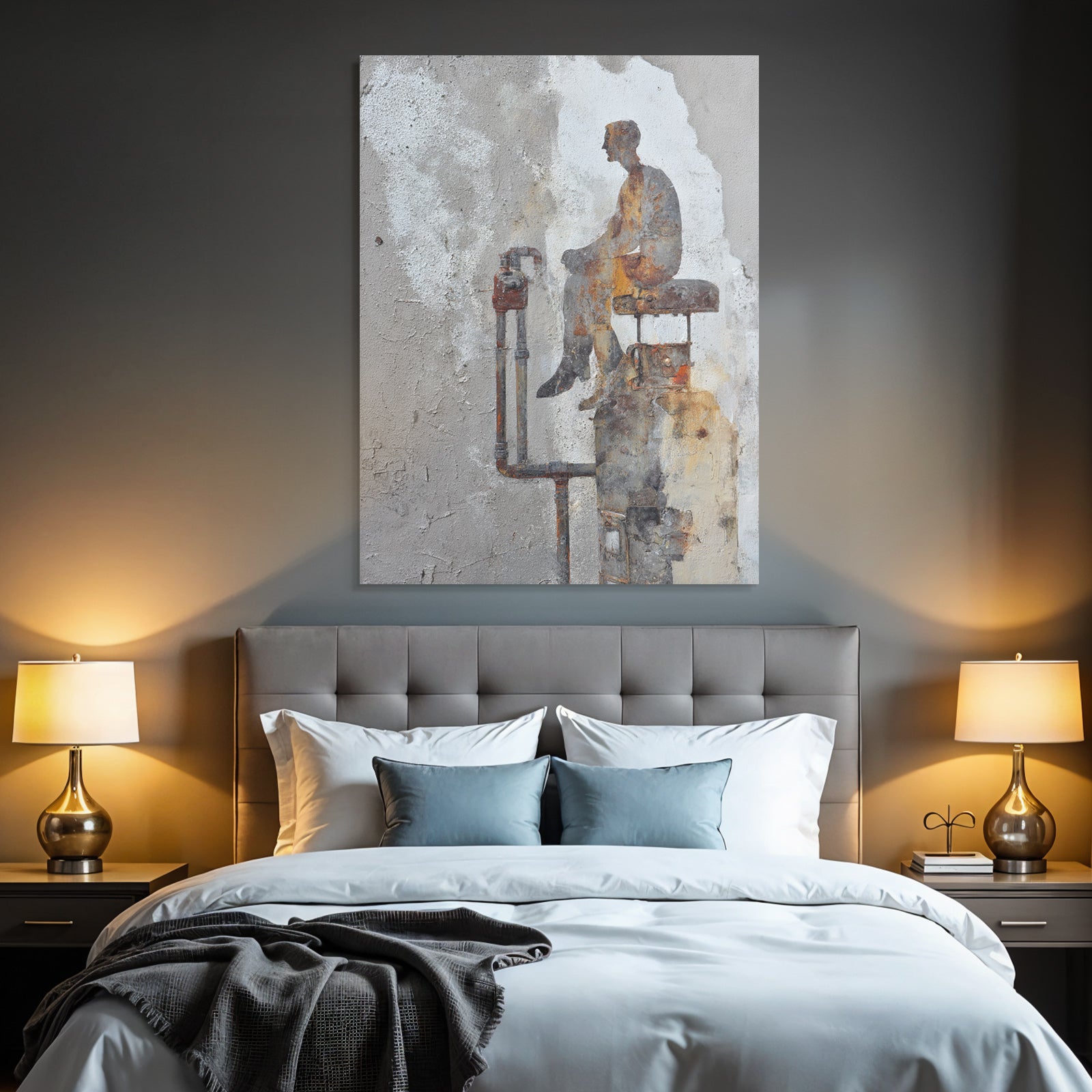 Silhouette Person Gas Tank Mural Artwork Background Textures