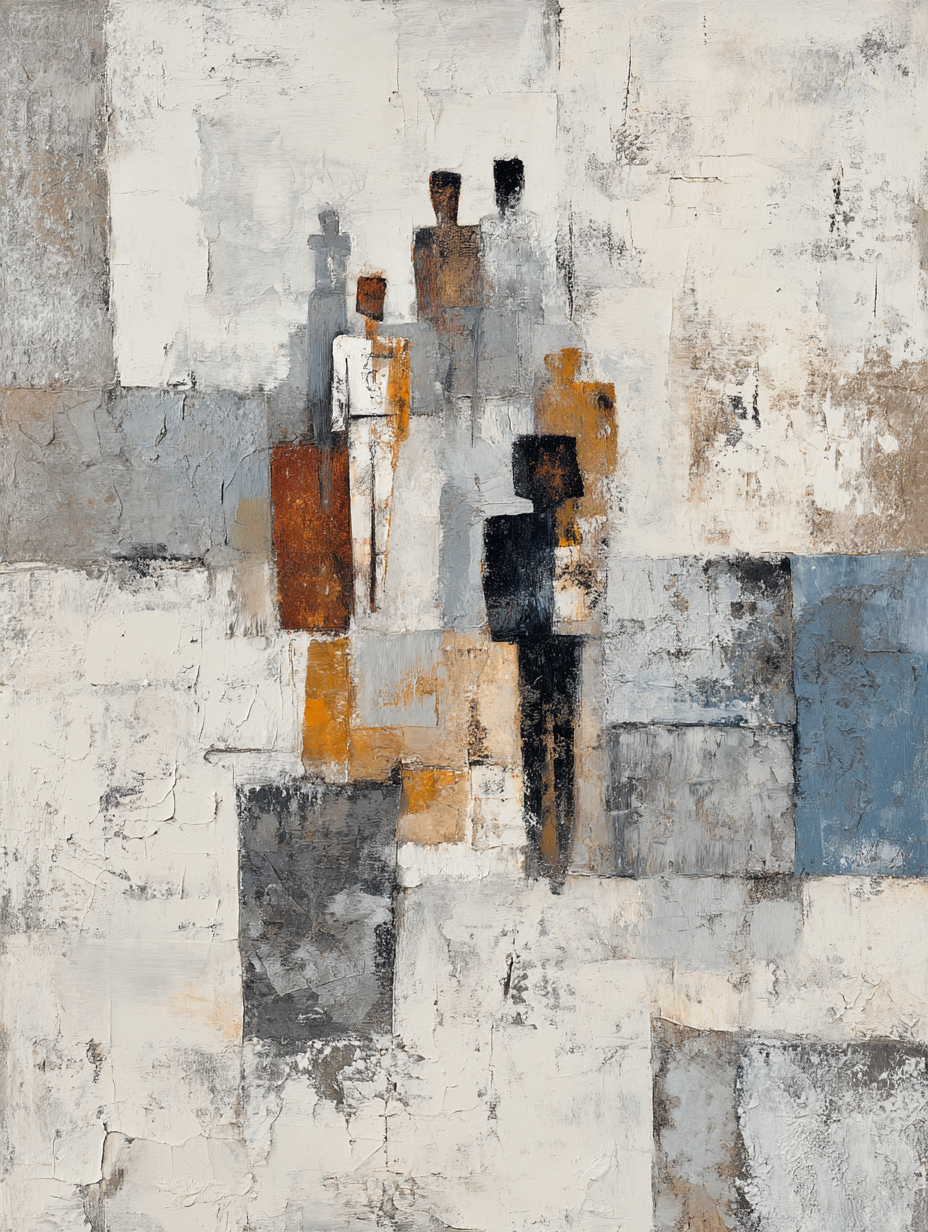  Stilisierte Figuren Abstrakte Kunst Mit Texturierte Hintergrund | Industrial | Einrichtungsstile