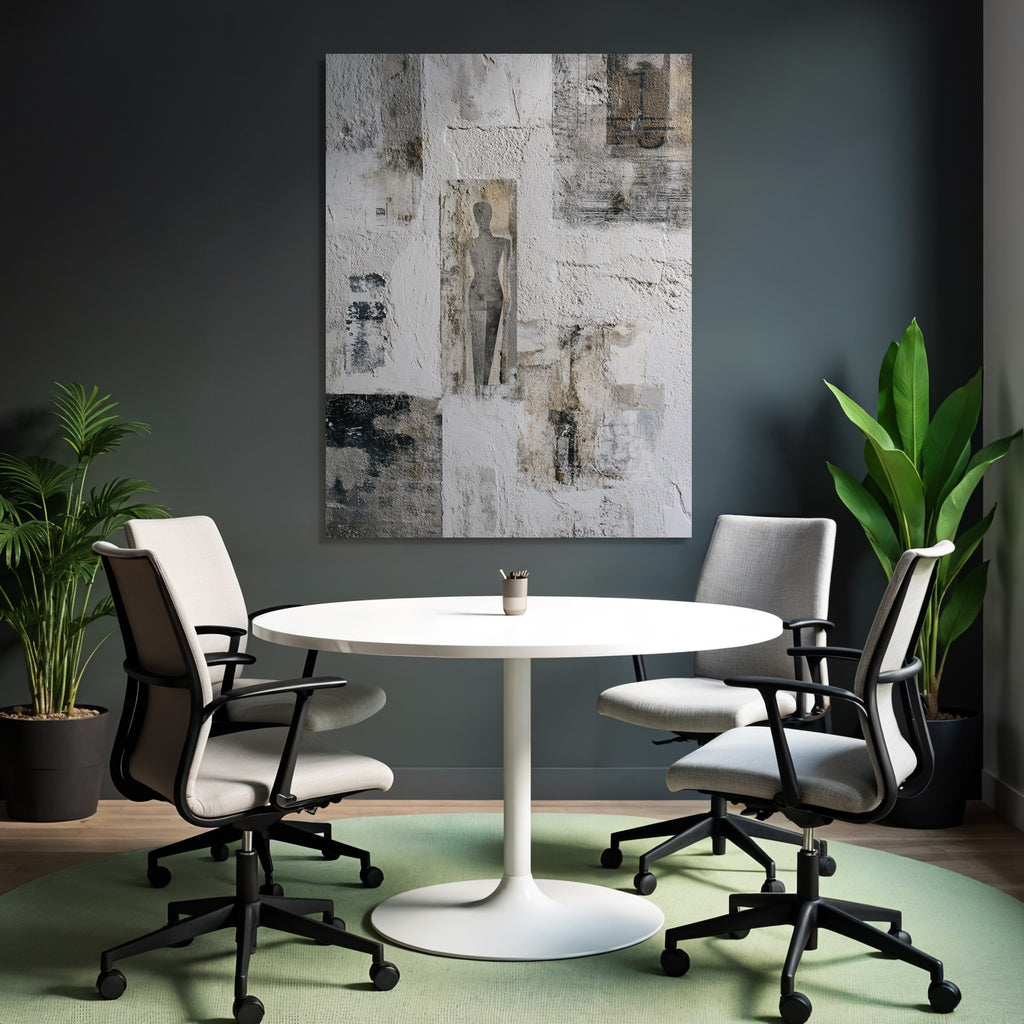Strukturierte Wand Mit Abstrakten Mustern Und Silhouetten Figur