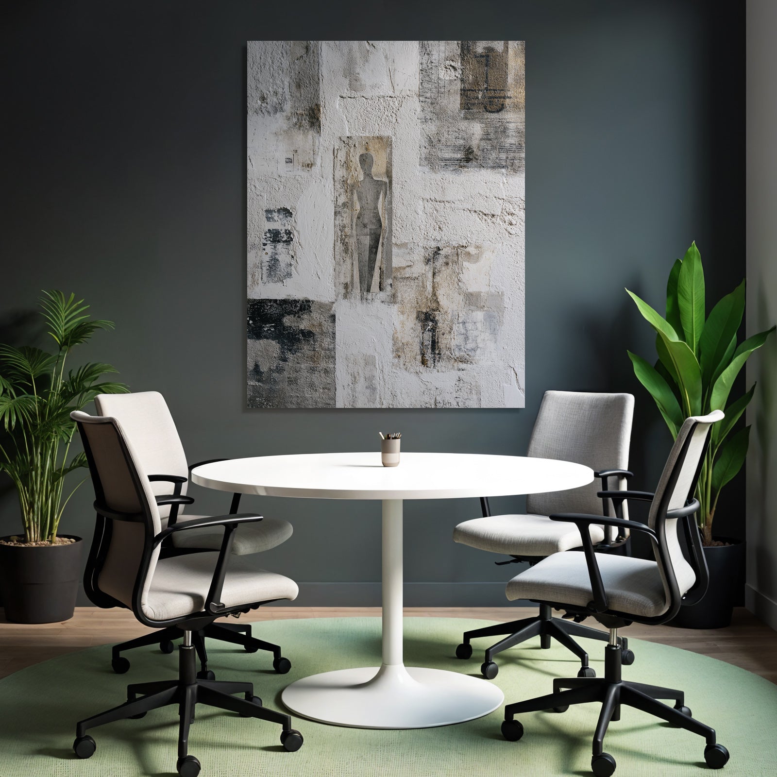 Strukturierte Wand Mit Abstrakten Mustern Und Silhouetten Figur