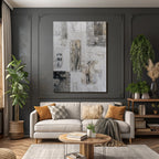 Strukturierte Wand Mit Abstrakten Mustern Und Silhouetten Figur