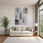 Strukturierte Wand Mit Abstrakten Mustern Und Silhouetten Figur