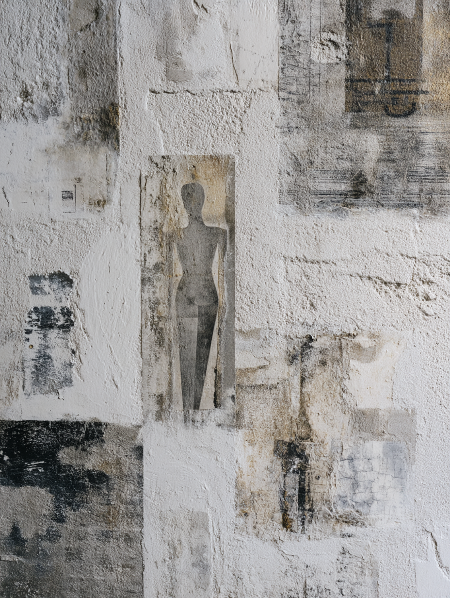  Strukturierte Wand Mit Abstrakten Mustern Und Silhouetten Figur | Industrial | Einrichtungsstile