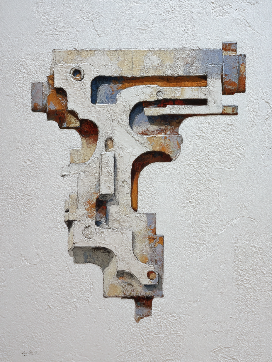  Strukturiertes Kunstwerk Waffe Abstrahiert | Industrial | Einrichtungsstile