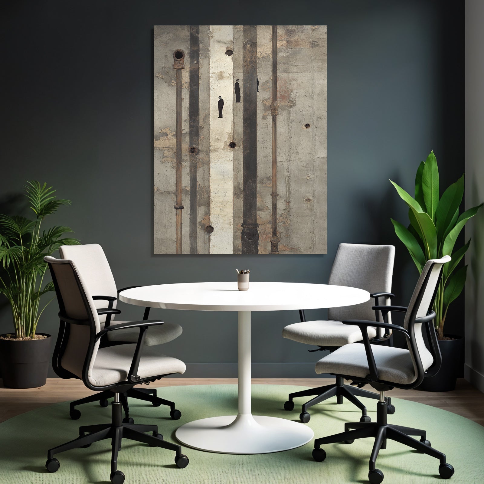 Texture Betonwand Mit Rohren Und Silhouetten
