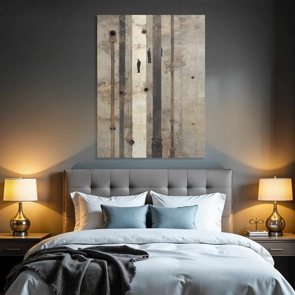 Texture Betonwand Mit Rohren Und Silhouetten