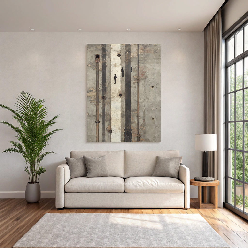 Texture Betonwand Mit Rohren Und Silhouetten