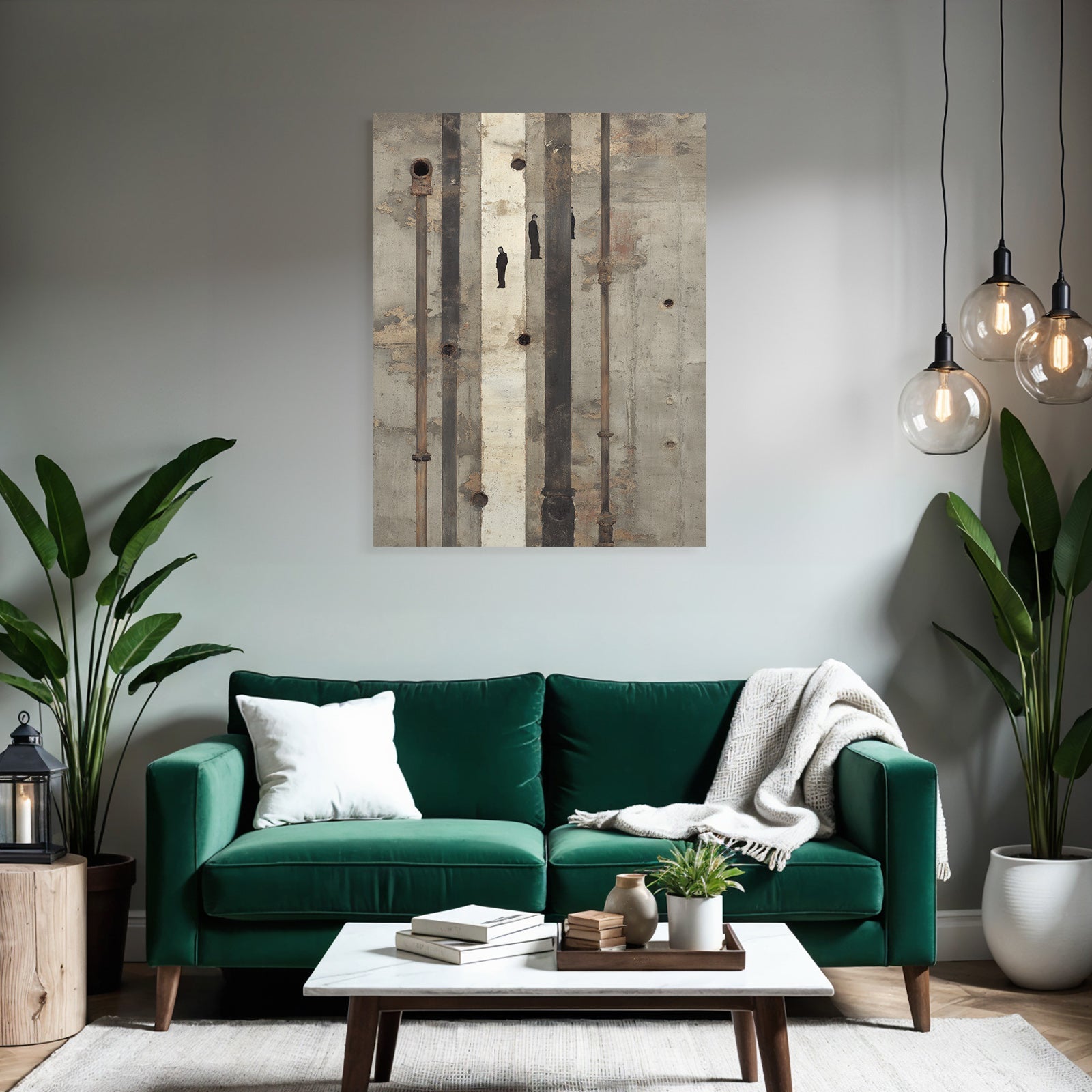 Texture Betonwand Mit Rohren Und Silhouetten