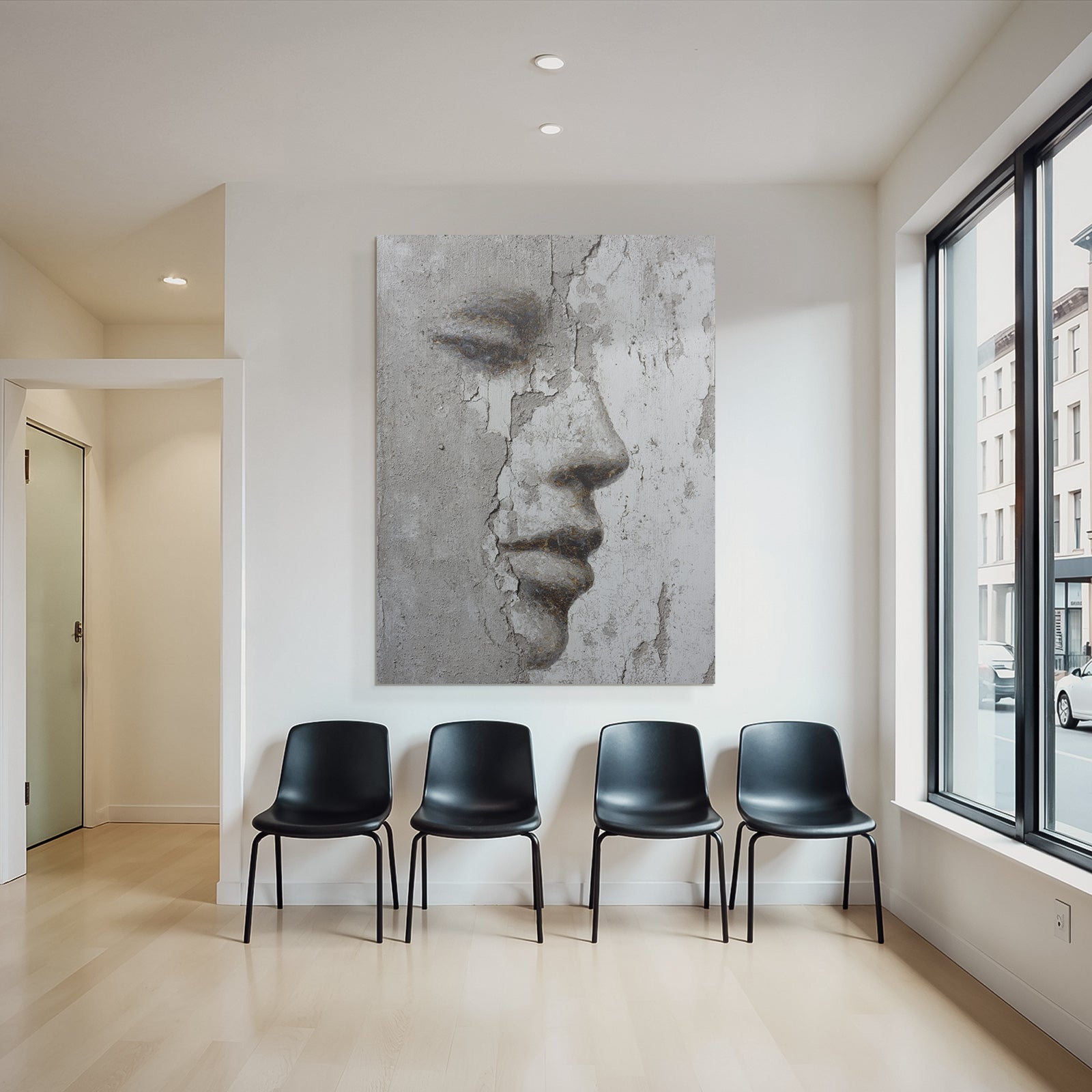 Texturiertes Gesicht An Wand