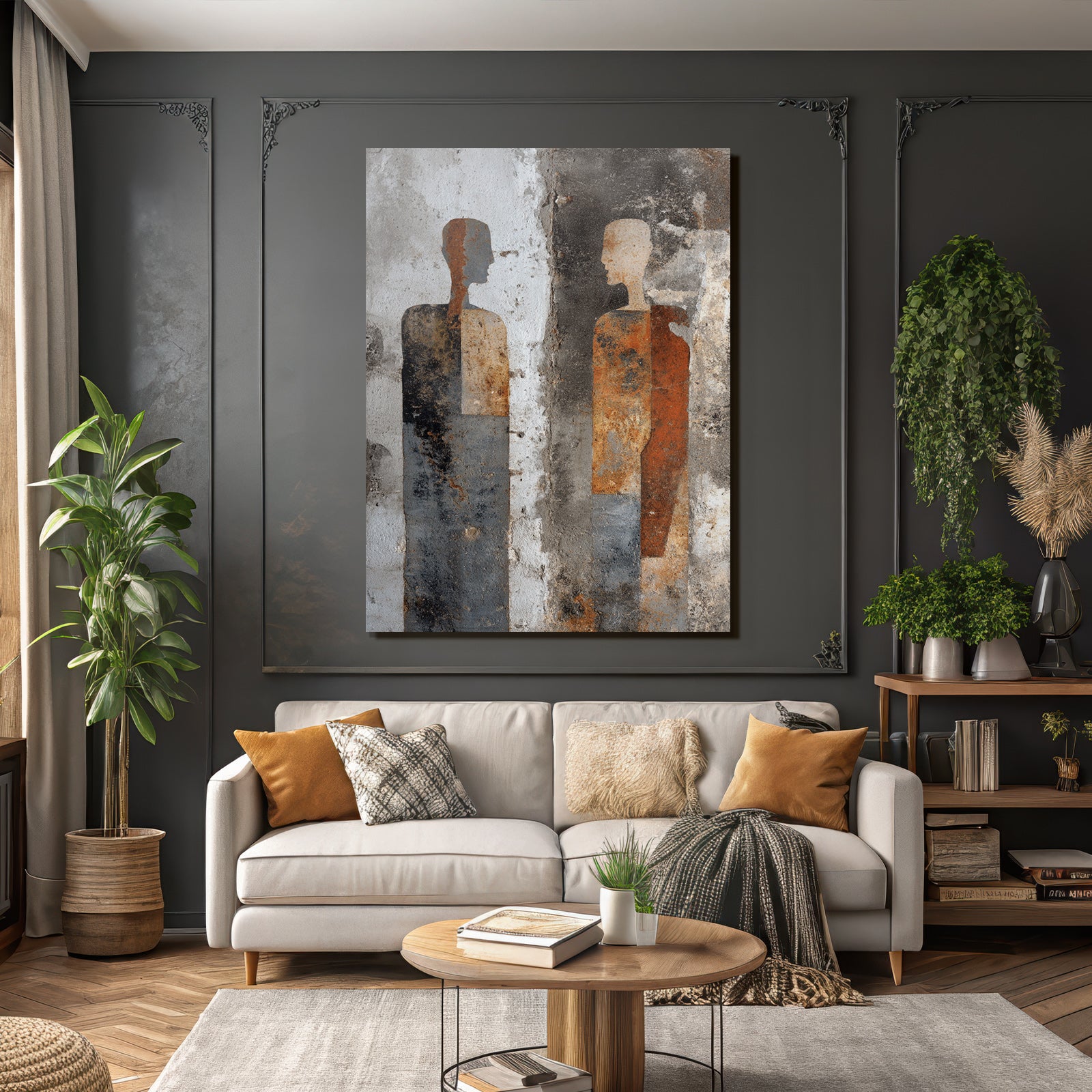 Zwei Abstrakte Menschliche Figuren Wandmural