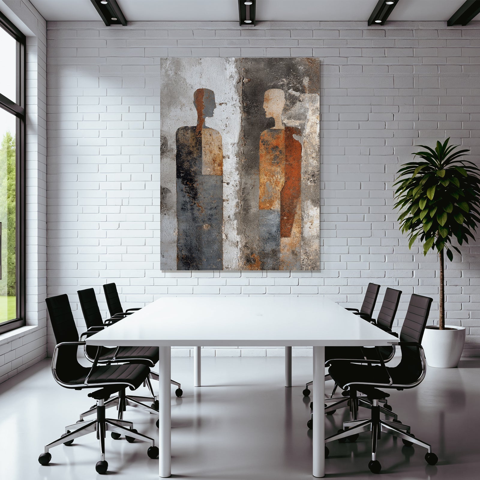 Zwei Abstrakte Menschliche Figuren Wandmural