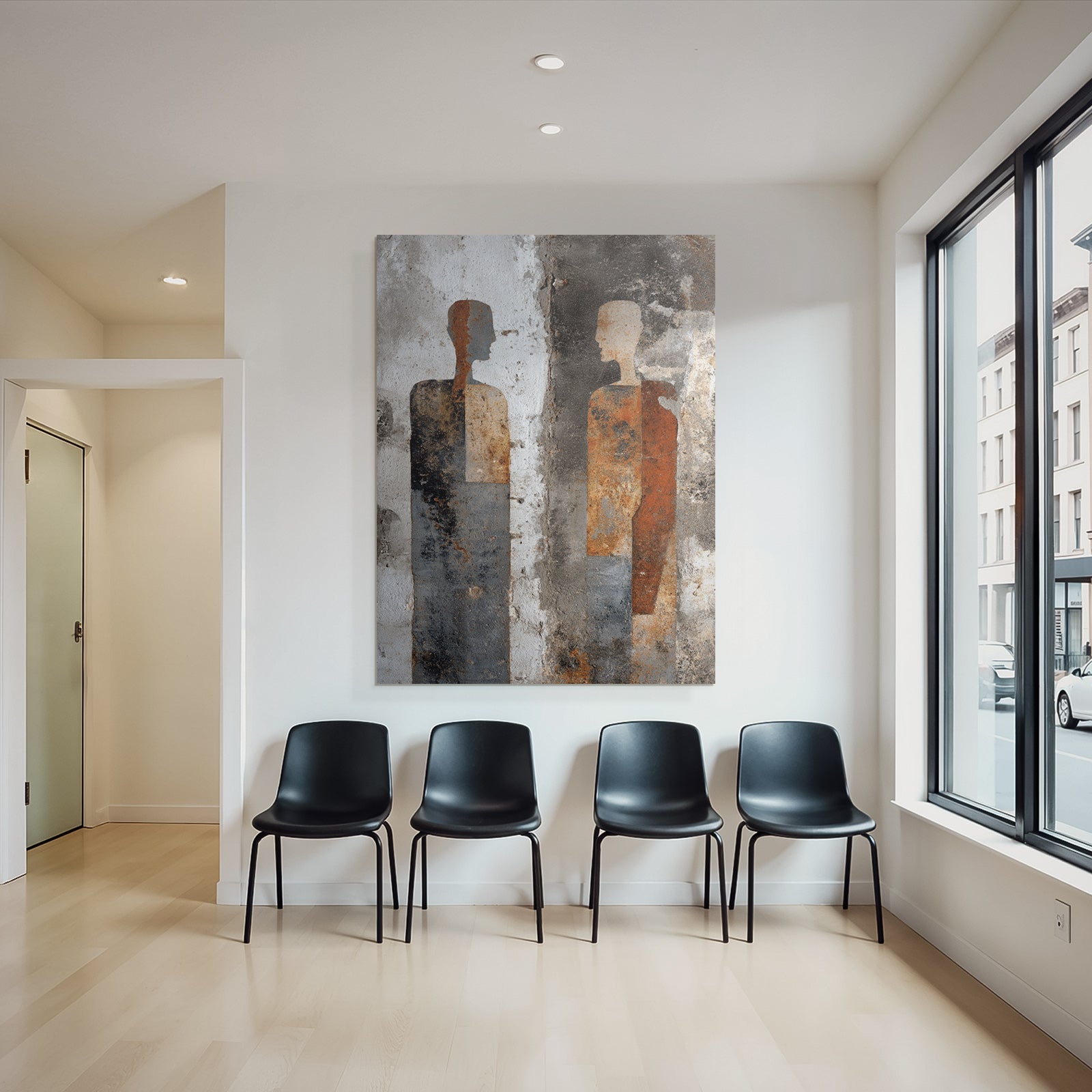 Zwei Abstrakte Menschliche Figuren Wandmural