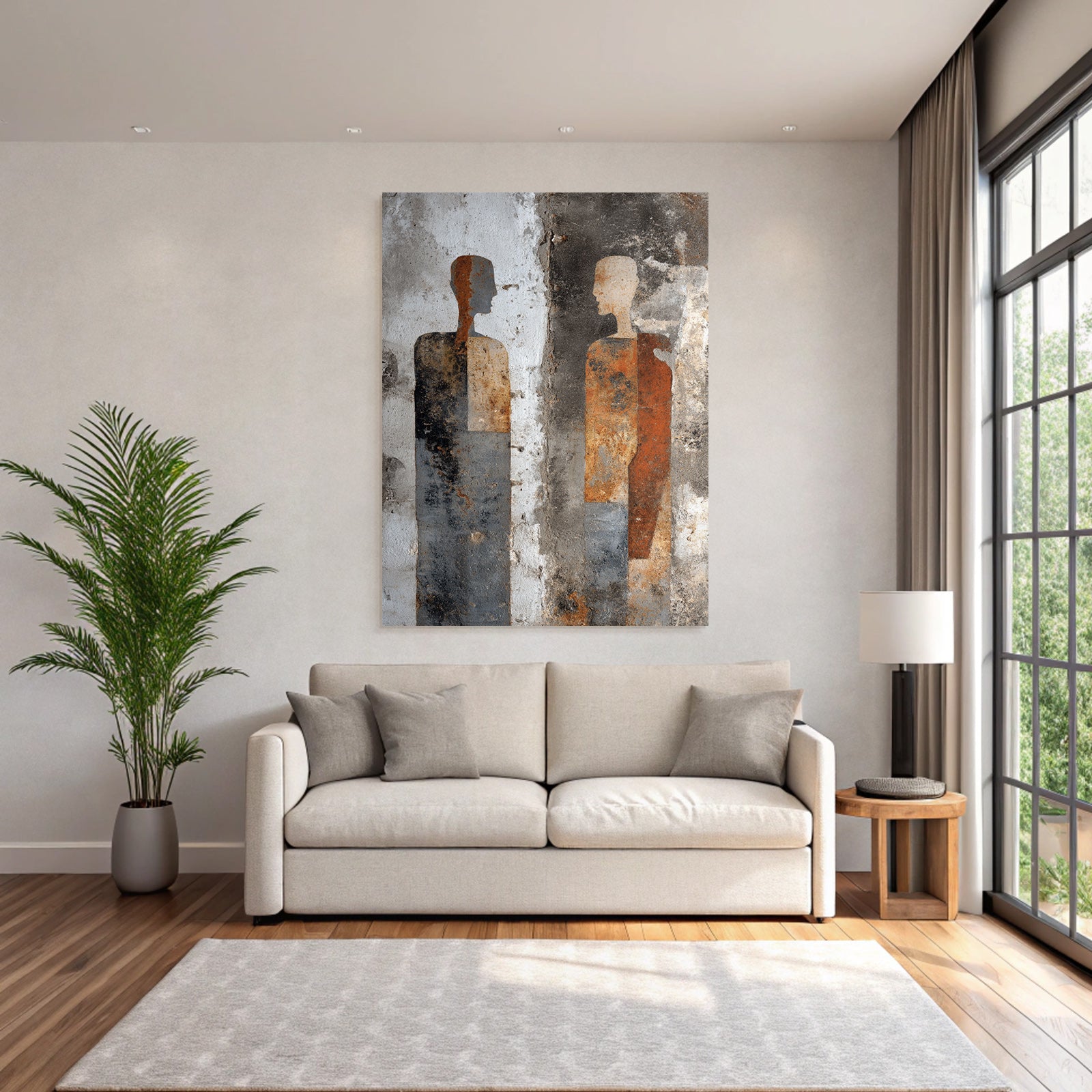 Zwei Abstrakte Menschliche Figuren Wandmural