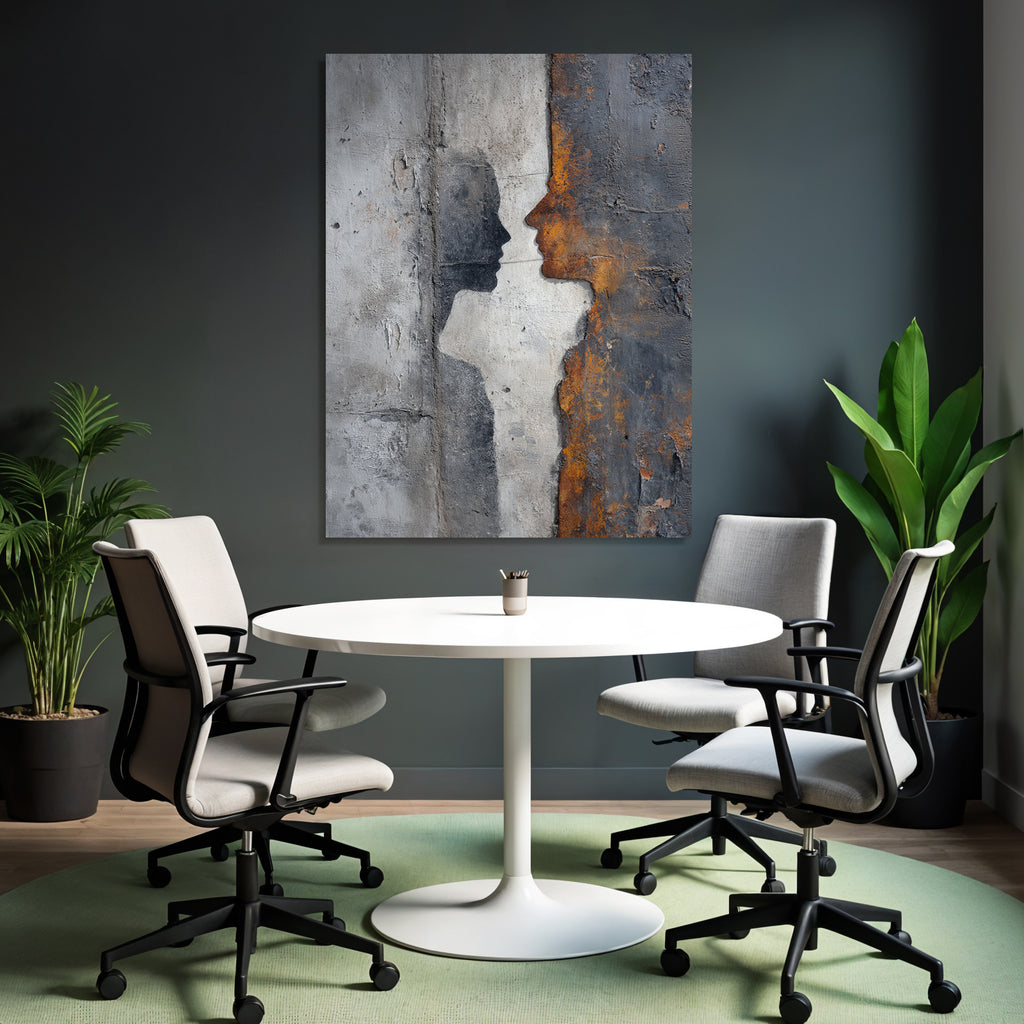 Zwei Silhouetten Mural Dunkel Orange