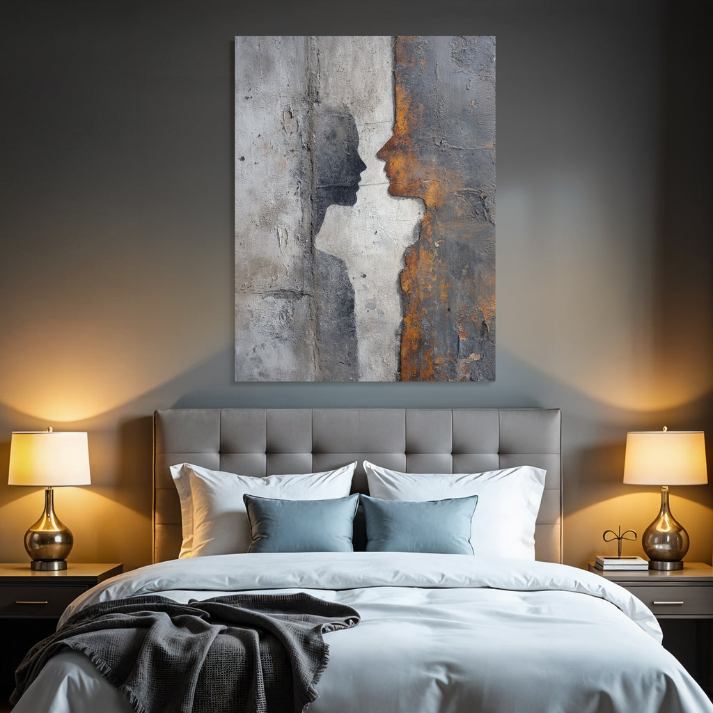 Zwei Silhouetten Mural Dunkel Orange
