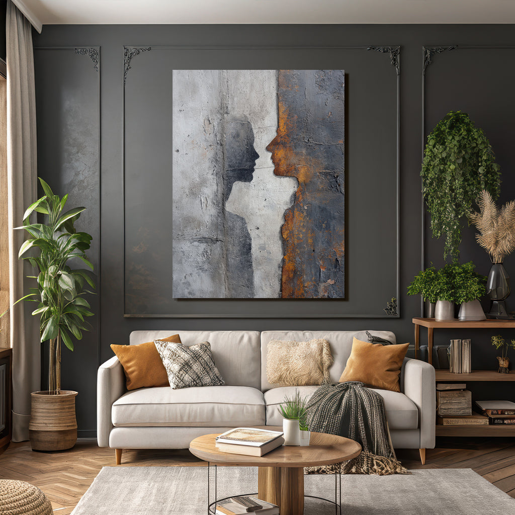 Zwei Silhouetten Mural Dunkel Orange