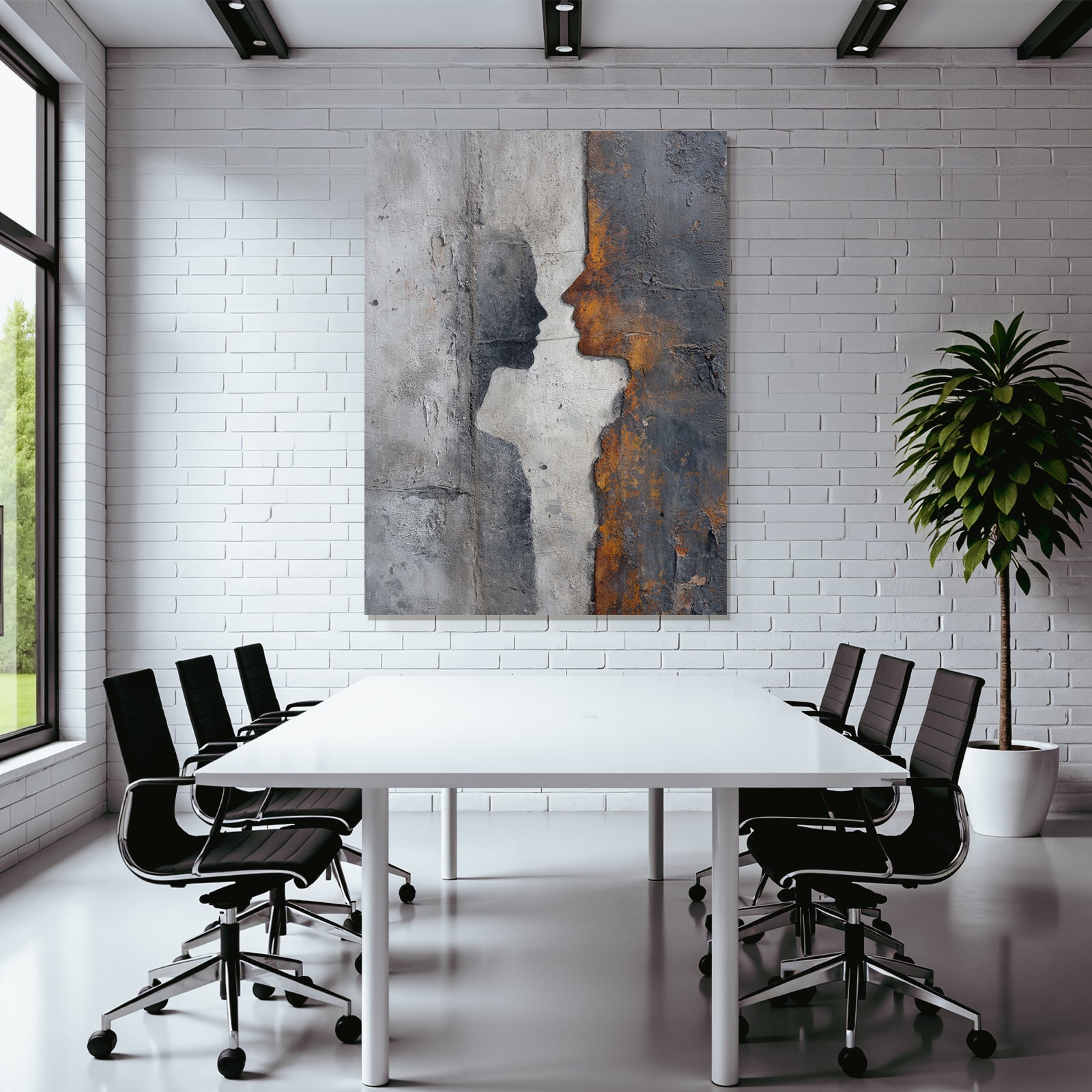 Zwei Silhouetten Mural Dunkel Orange