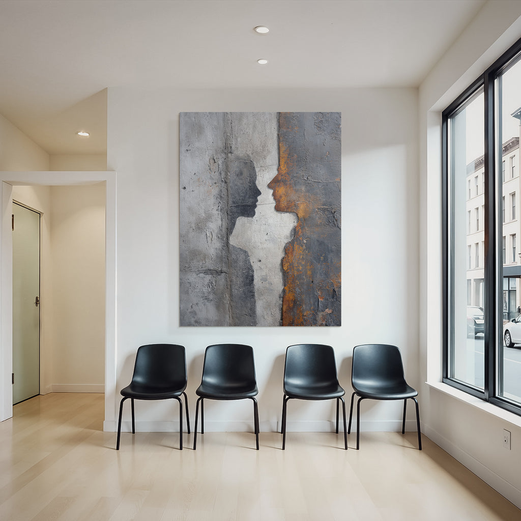 Zwei Silhouetten Mural Dunkel Orange