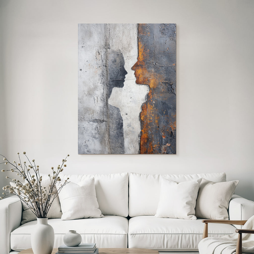Zwei Silhouetten Mural Dunkel Orange