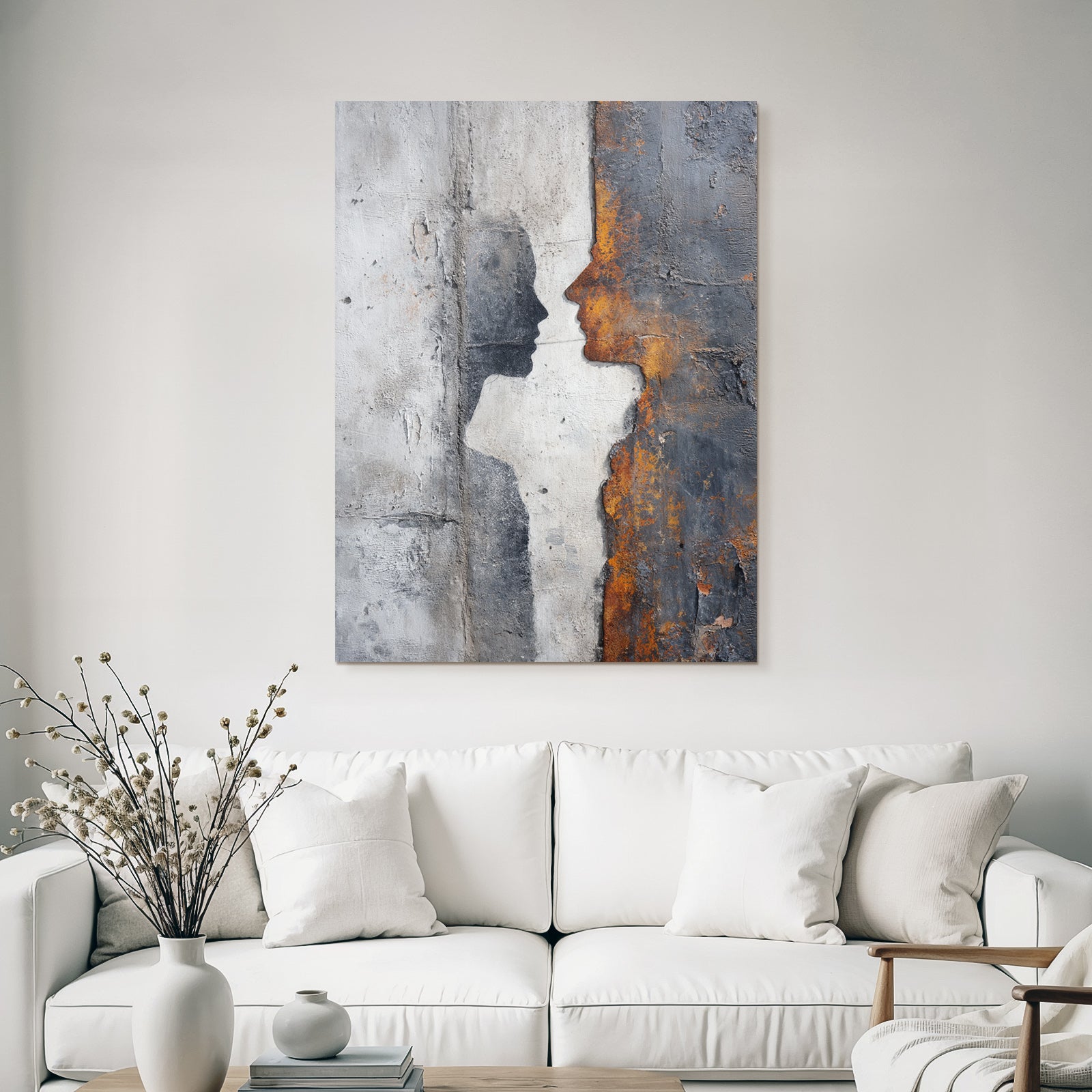Zwei Silhouetten Mural Dunkel Orange